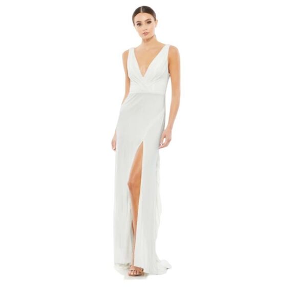 Ieena for Mac Duggal V-Neck Gown‎ White Size 4 - Picture 1 of 10